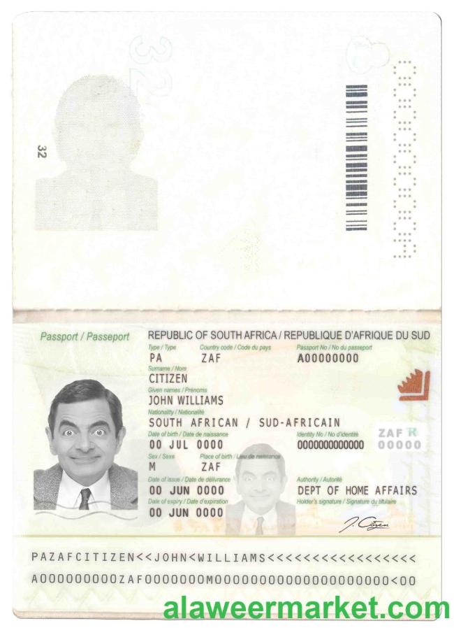 South Africa passport in PSD format, fully editable (2009 – present)